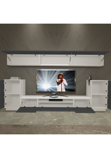 Decoraktiv Trendstyle 9 Mdf Tv Ünitesi Tv Sehpası Beyaz - Antrasit