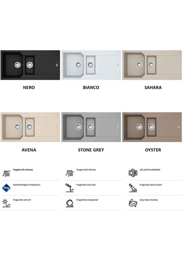 Franke Urban Ubg 651-100 Granit Eviye. 1.5 Hazne. Sahara. 100 x 50 CM