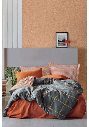 Modern Çift Kişilik Nevresim Takımı Stark Tarçın