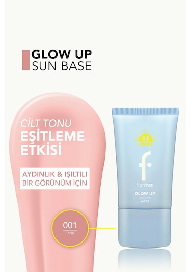 Flormar Sun Lovers Nemlendirici Etkili & Işıltılı Bitişli Güneş Koruyucu Baz SPF50 001 Pink 40 ML