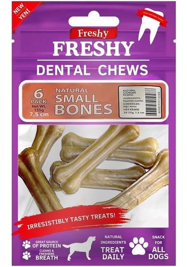 Freshy Dental Chews Natural Small Bones Köpek Ödül Kemiği 6 Adet
