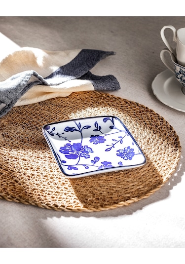 Madame Coco Rêve Bleu Angers New Bone China Kare Tabak 1ktaba102912,5x12,5x2,2cm-mavi