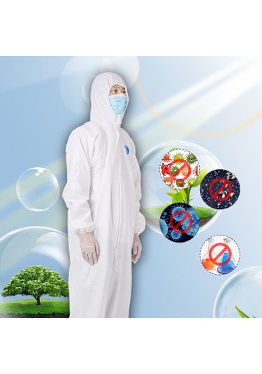 Mufunye Tek Kullandım Tpu Filmi Antibakteriyel Tam Vücut Koruyucu Izolasyon Giysi, Tabanlı, Xxxl 185cm, Da-502 Modeli, Tıbbi Ve Epidemik Koruma