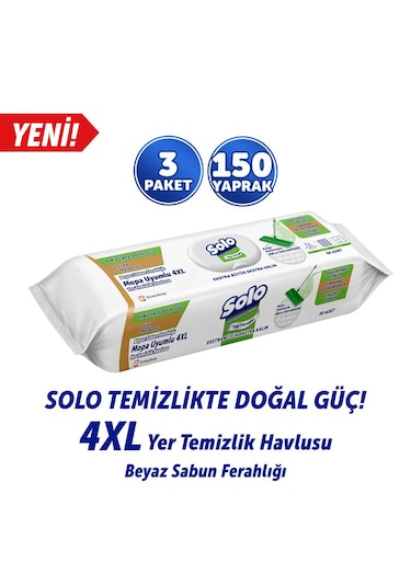 Solo Beyaz Sabun Ferahlığı Mop Uyumlu Yüzey Temizlik Havlusu 3'lü