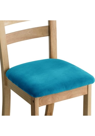 Tavuskuşu Mavisi Kadife Kumaş Süper Yumuşak Koltuk Minderi Streç Otel Ziyafet Yemek Oturma Odası Sandalye Kapak Slipcovers Kapakları