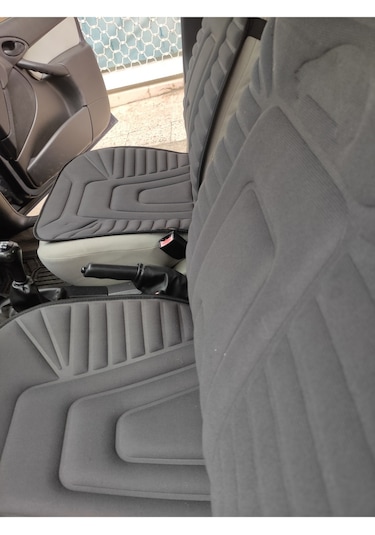 2,li Oto Koltuk Kılıfı Minder Alkantra Kumaş Füme Renk Slikon Direksiyon Kılıfı