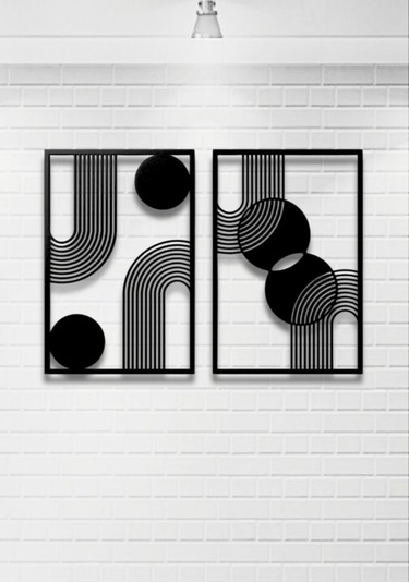 Bohem Stil Minimalist 2 Li Metal Duvar Dekoru Seti