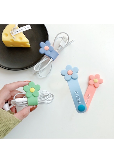 Xiyyadms Güçlü Silikon Kabloluk Düzenleyici - Mini Taşınabilir, Çok Kablolu Uyumlu, Gül Desenli Sarı, Kolay Kullanım,  İdeal