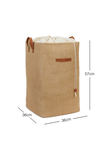 Ocean Home Textile Ağzı Büzgülü Jüt Çamaşır Sepeti 36 x 36 x 57 cm
