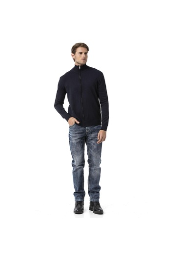 Cp282 Ultimate Zip Luxe Knit Men Sweater Navyblue