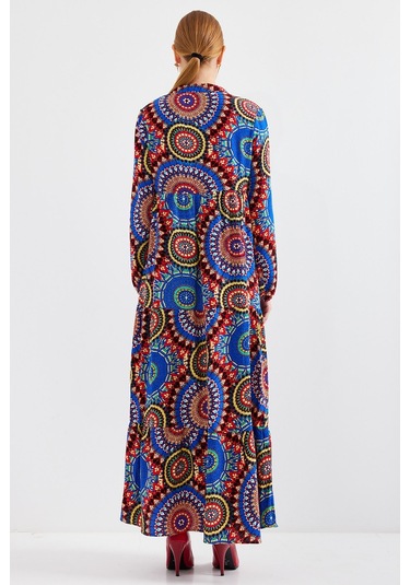 Bigdart 1627 Yaka Bağcıklı Tesettür Elbise - A.saks 001