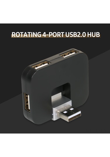 Yaleker Usb2.0 4 Port Hub Dönen Usb Hub, Bilgisayar Klavye Fare Usb Çevirici, 480mbps Hızlı Veri Aktarımı, Dizüstü Masaüstü Uyumlu