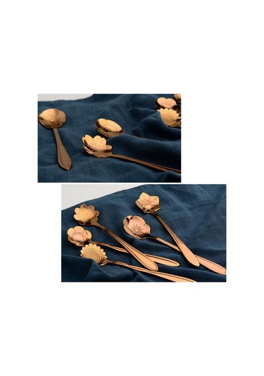 8 Adet Çiçek Paslanmaz Çelik Kahve Çay Bardağı Kaşık Çay Kaşığı Mutfak Aracı Hediye Gümüş