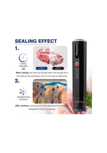 Novahub Taşınabilir Vakum Makinesi - 1200mah Pil, Usb Şarj, Kolay Saklama Siyah - Hızlı Vakumlama, Tek Tıkla Çalışır, Usb Şarjlı Siyah