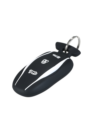 Suofeng Tesla Model 3/s Anahtar Kılıfı Silikon Materyal Siyah, Tam Uyumlu, Butonları Koruyucu, Metal Kanca İle Taşınabilir