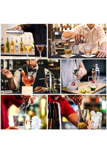 Yunboo 304 Çelik Kokteyl Hazırlama Seti 13 Parça - 350ml Şakiyeli Profesyonel Bar Aletleri, İçki Karıştırma Gereçleri