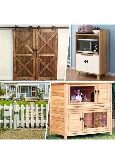 Xuweiwei Siyah Ticari Paslanmaz Çelik Sürgülü Çiftlik Kapı Kilidi - 180 Derece Dönebilir, Şarjsız, Evcil Hayvanlar İçin Dayanıklı