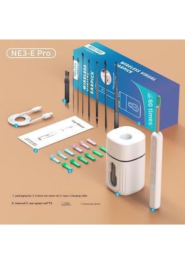 Hangfox Çocuklar İçin Kablosuz Ne3-e Görüntülü Kulak Temizleme Aleti, Hd Endoskop, 8 Parça Aksesuar Ve Üstü İle Uzun Pil Ömrü