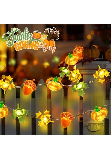 10ft 30 Led Balkabağı Akçaağaç Yaprağı Pil İle Çalışan Işık Dizisi Sonbahar Hasat Masası İç Mekan Dış Mekan Sonbahar Cadılar Bayramı Şükran Günü Parti Süslemeleri Hediyeler Çok Renkli