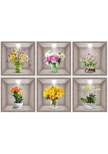 1 Takım 3d Vinil Duvar Sticker Vazolar İle Tasarım Yeşil Bitkiler Çiçek Çarpıcı Oda Dekorasyonu İçin Solmayan Basit Operasyon Çıkartmaları D Diğer