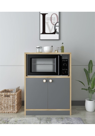 Floradesign Wen80 Çok Amaçlı Dolap /fırın Dolabı /mutfak Organizeri Meşe+antrasit