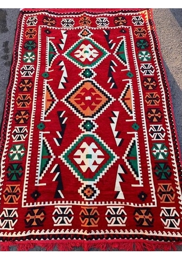Şark Köşesi Antep Anadolu Desenli Kilim Kırmızı 120 x 180 CM
