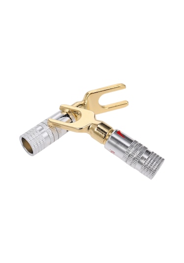 Y Spade Hoparlör Prizleri Kablo Bağlayıcı Ses Hoparlör Bağlayıcı Amplifikatör Adaptörü Sol Ve Sağ Kanallar Altın Kaplama Hoparlör Prizi