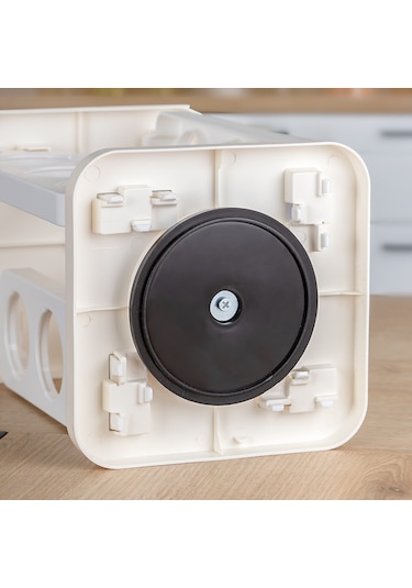 Porsima 1082 Kare Döner Standlı Döner Kapaklı Cam Baharatlık Beyaz Beyaz - Cappuccino