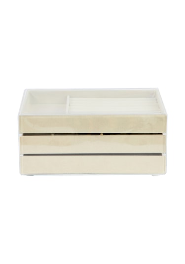 Modern 3 Çekmeceli Takı Mücevher Kutusu Organizer Düzenleyici Beyaz