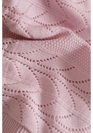 Toffy Toz Pembe Buğday Örgü Bebek Battaniyesi 100x100 Pembe