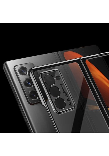 Samsung Uyumlu Galaxy Z Fold 2 Kılıf Zore Kıpta Kapak Siyah