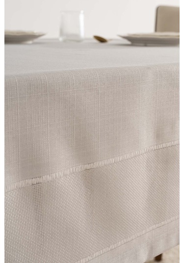 Nora Açık Gri Zarf Köşe Masa Örtüsü 150x220 Cm Gri