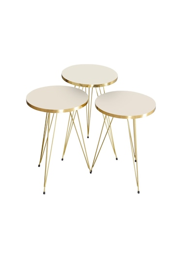 Goldfalez Zigon Sehpa Gold Krem Tel