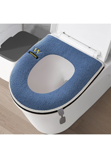 Ev Tipi Tuvalet Dört Mevsim Üniversal Klozet Kapağı Su Geçirmez Kapak Tuvalet Halkası Basit - Mavi Mavi
