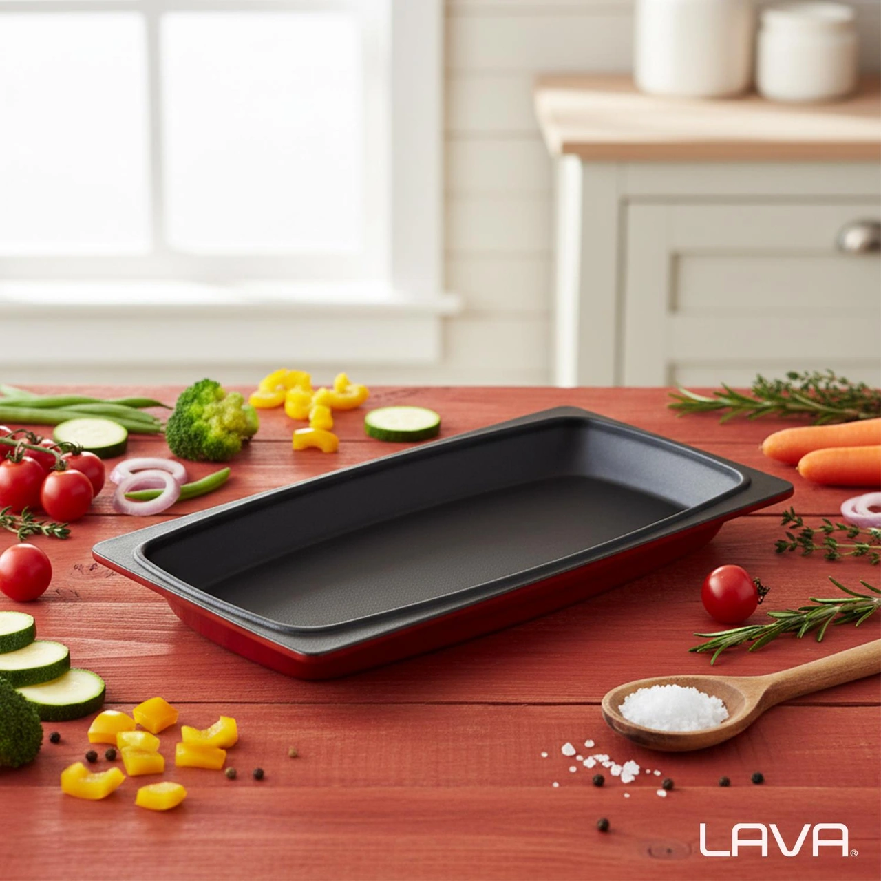 Lava Döküm Dikdörtgen Servis Tabağı Ölçü 30x15cm. Bordo