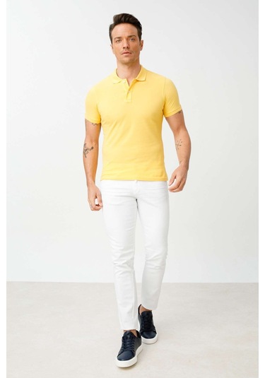 Igs Modernfit Dar Kalıp Erkek Polo Yaka Tişört Sarı
