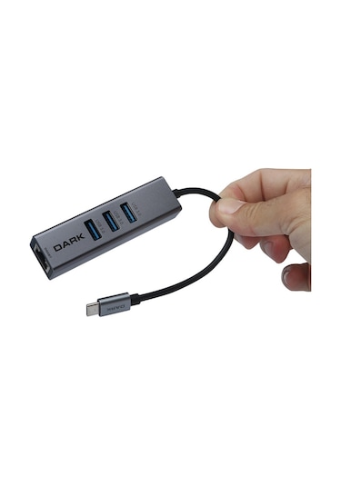 Dark Usb 3.1 Type-C 3 Port Usb 3.0 Çoklayıcı Gigabit Lan Ethernet
