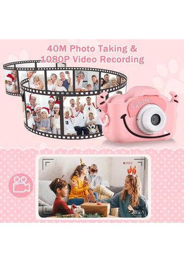 Springsun Mickey Pembe Çocuk Dijital Kamerası - 20mp Lens, 2.0" Ips Ekran, 1080p Fotoğraf/video, Oyun Ve Müzik Fonksiyonu, İçinde Li-pil