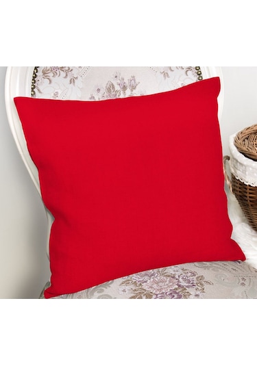 Keten 43x43 Kırlent Kılıfı 2'liı Fermuarlı Evtex 43x43 Kırmızı