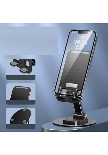 Kenpazar Katlanabilir Telefon Tutucu Stand Yuvarlak Tabanlı Siyah