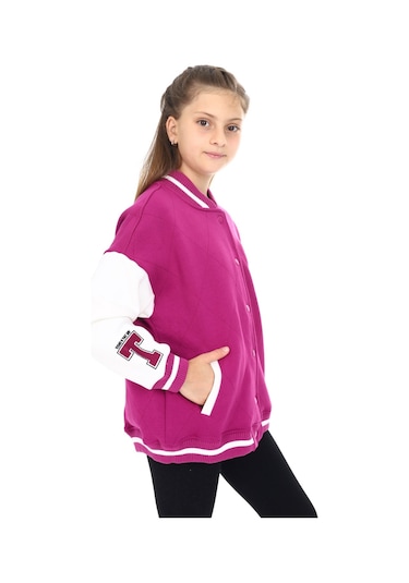 Toontoy Kız Çocuk Kolej Hırka Mürdüm