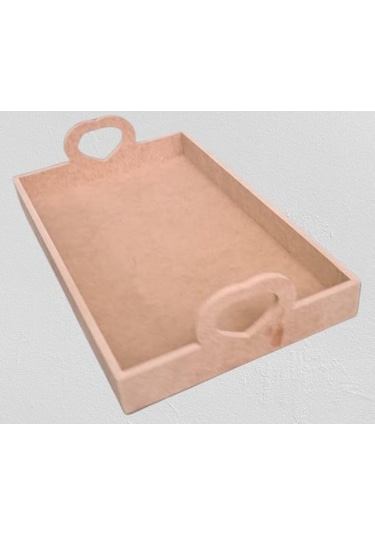 Hobi Adn 90367 Model Tepsi Kalplı Ahşap Mdf Ham El Yapım