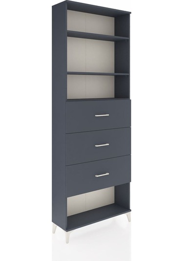 Arges Dolap 3 Raflı 3 Çekmeceli 88x30x243 Antrasit-antrasit Antrasit