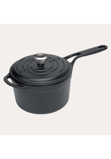 Pot Art Mat Siyah Yuvarlak Döküm Sos Tencere 18 Cm 2,5 Lt Mat Siyah