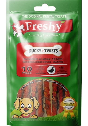 Freshy Ördek Etli Kaplı Sütlü Burgu Köpek Ödülü 10'lu 90 G