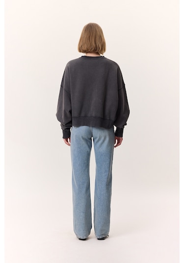 Yıkama Efektli Sweatshırt Antrasit Antrasit