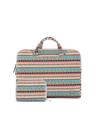 Lisen Ls-116 Basit Laptop Çantası İş Laptop Astar Çantası, Boyut: 15.6 İnç Tuval Elmas Kafes Açık Yeşil Siya