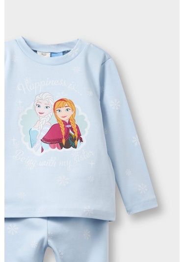 Defacto Kız Bebek Frozen Pijama Takımı Uzun Kollu Üst Uzun Alt F4588a525aube343 Mavi