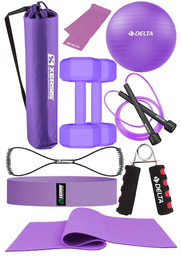 9 Parçalı Pilates Ve Fitness Seti Pilates Minderi, Dambıl,  Squat Band ve Daha Fazlası