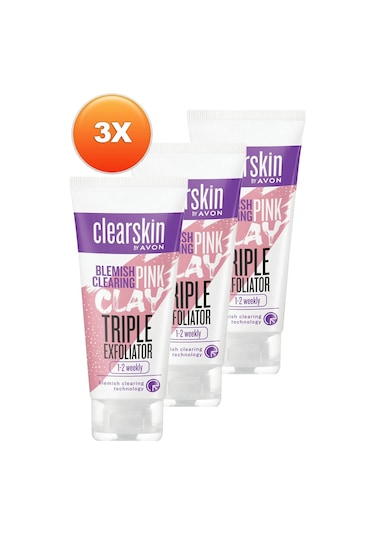 Avon Clearskin Leke Karşıtı 3'ü 1 Arada Pembe Kil Scrub 3 x 75 ML